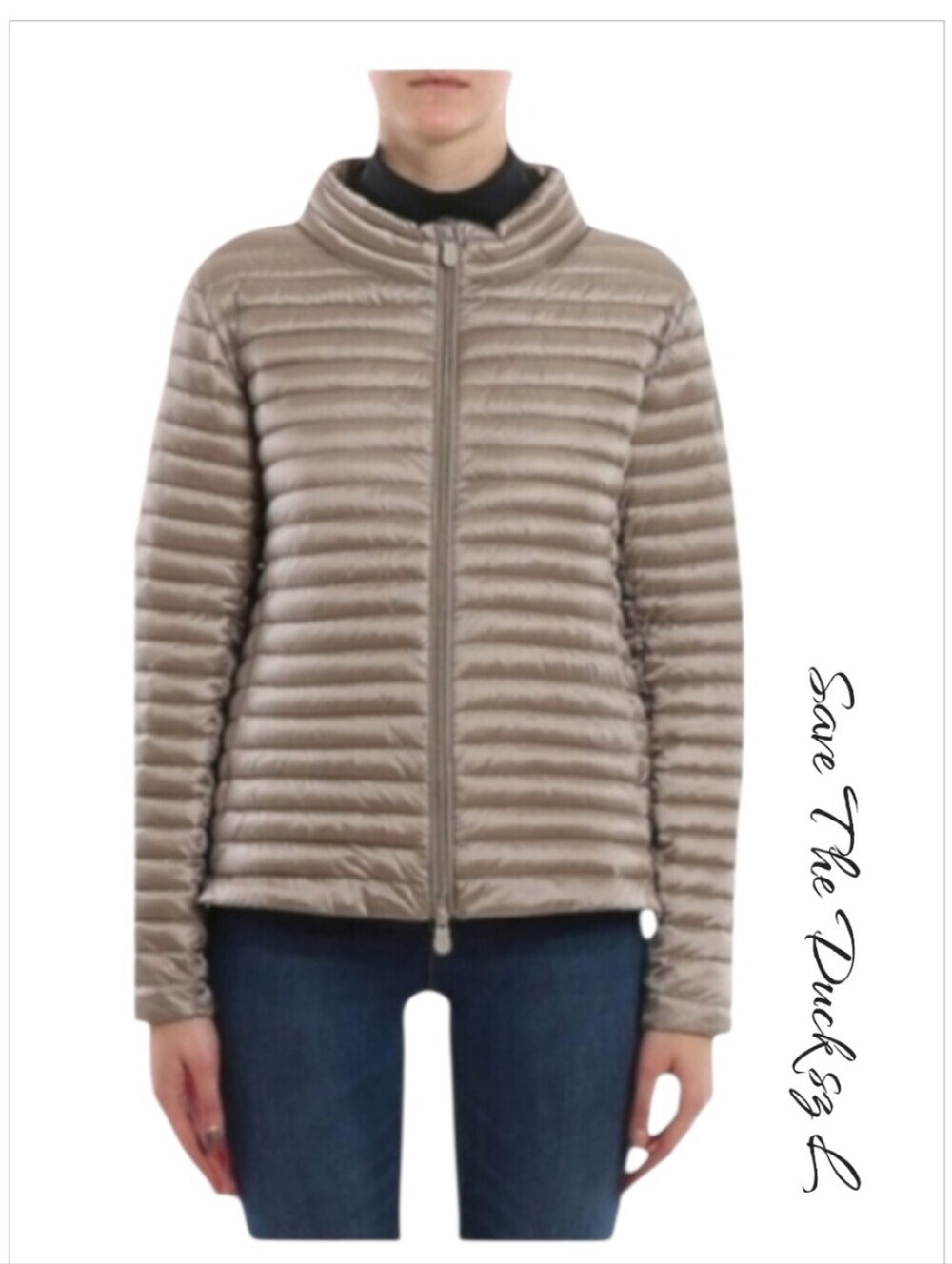 NWT SAVE THE DUCK Jacket Eco Friendly Fitted Puffer Tan Sz L